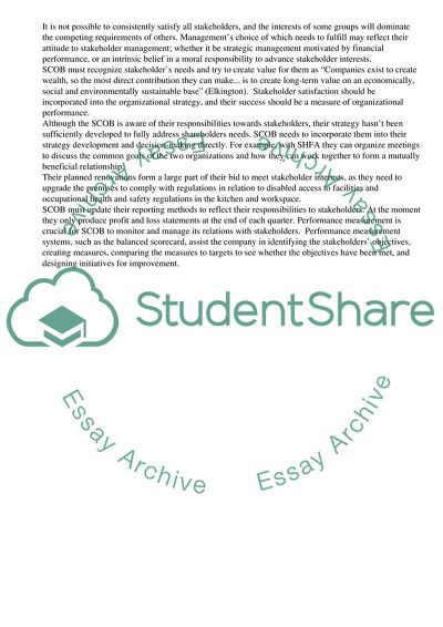 A Stakeholder Analysis for SCOB