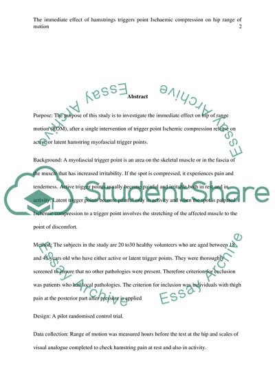 Effect of Hamstrings Triggers Point Ischaemic Compression on Hip Range