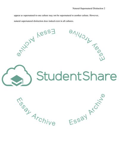 Natural-Supernatural Distinction