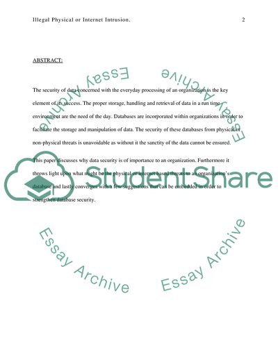 Illegal Physical and Internet Intrusion