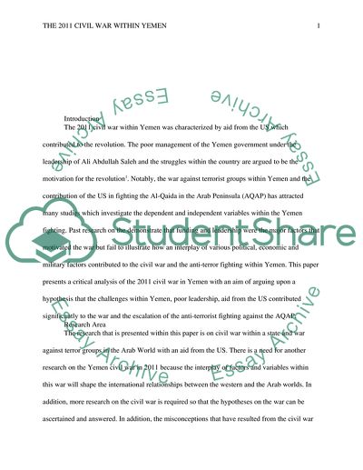 The 2011 Civil War within Yemen and the Fighting against AQAP