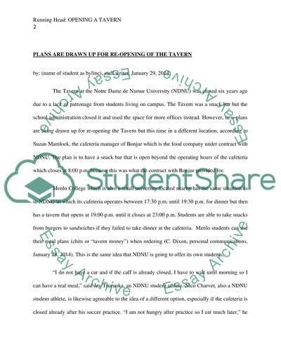 Opening up a tavern at NDNU