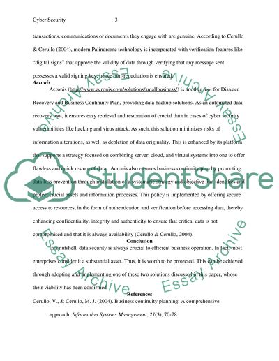 Disaster Recovery and/or Business Continuity Plan