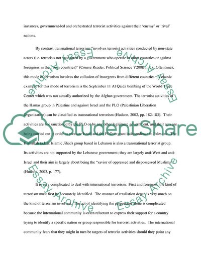 The Global Aspect: International Terrorism