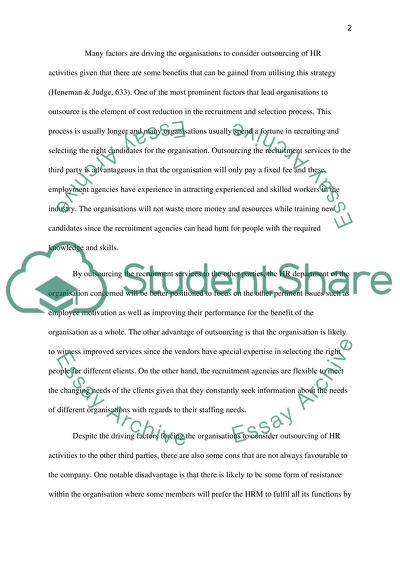 Outsoucing in the United States