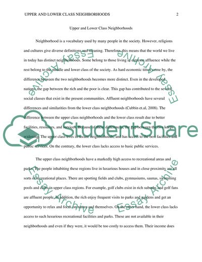 Upper and Lower Class Neighborhoods