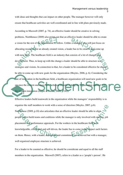 Management Versus Leadership