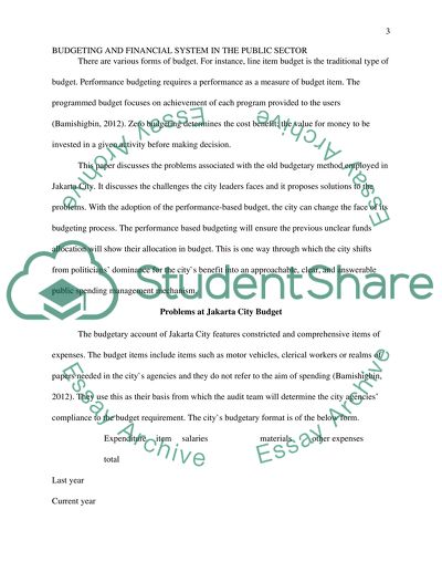 In Line Budget versus Performance-Based Budget