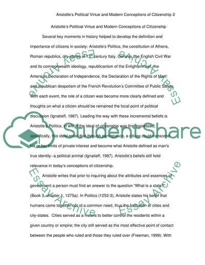 Aristotles Political Virtue and Modern Conceptions of Citizenship