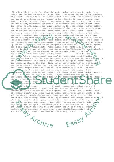 East Neasden Dietary Department