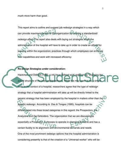 Job Redesign Strategies for a Healthcare Organization