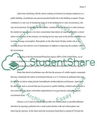 Houseplants as Home and Public Building Air Purifiers