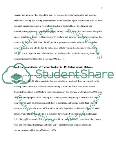 Academic and Behavioural Support Needs of Teachers Teaching in LINUS Classrooms