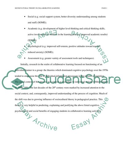 Sociocultural theory in collaborative learning
