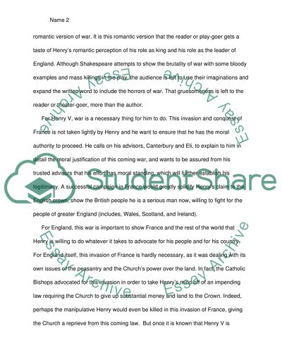 The Importance of War in Shakespeares Henry V