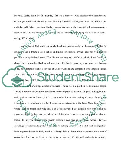 Autobiography and professional goals statement