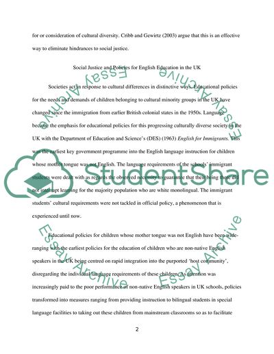 Social Justice and Policies for Children Learning English