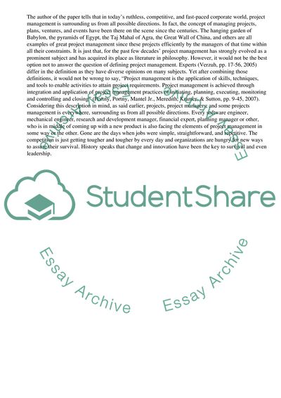 Is Project Management a Sub Topic or Sub Discipline of Management