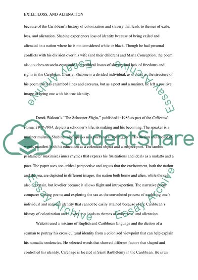 Exile, loss, and alienation in Walcotts The Schooner Flight