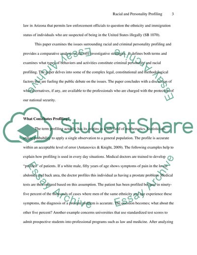 Racial and Criminal Personality Profiling