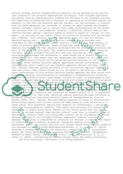 Parameters of Ethical Decision Making