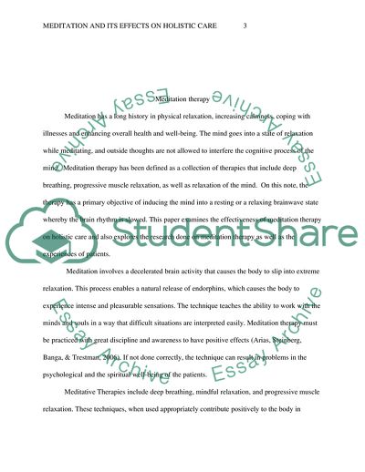 Meditation and its Effects on Holistic Care