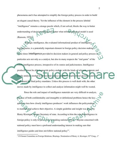 The impact of intelligence on foreign policy