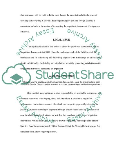 Negotiable Instruments in Business Law
