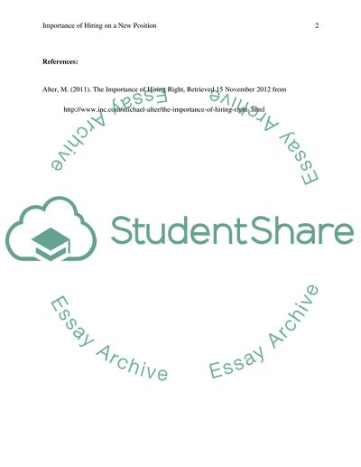 Importance for hiring for a new position