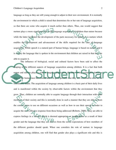 Childrens Language Acquisition: Nature vs Nurture