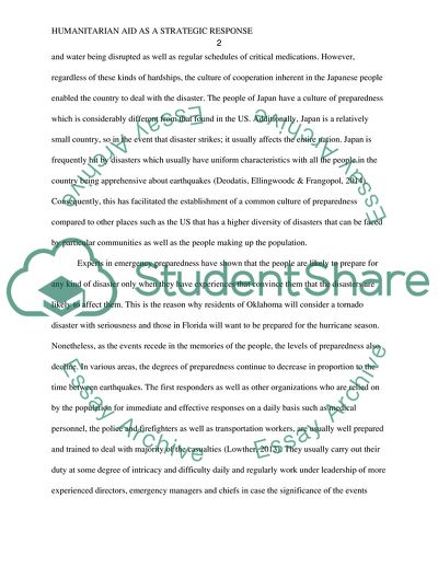 Humanitarian Aid as a Strategic Response