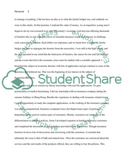 Personal Statement for the admission of University of California