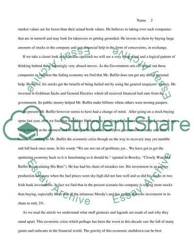 Closely watched Buffet recalculating his bets