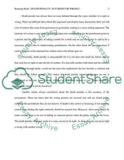 Death Penalty: Right or Wrong