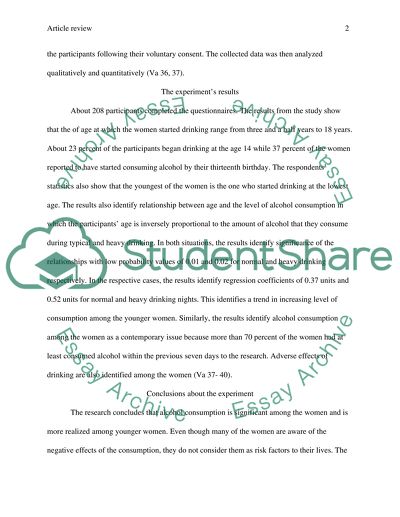 Effect of Alcohol Consumption on Young Womens Behavior