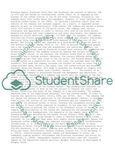 Business report Sturbacks China