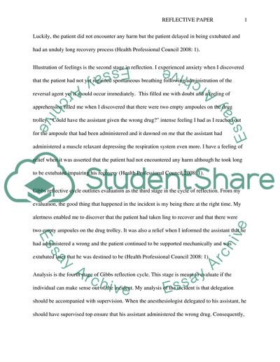 Reflective Assignment On an Incident the Happened In an Operating Theatre