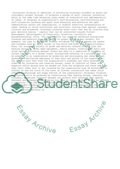 Strategic Thinking and Discipline Thinking