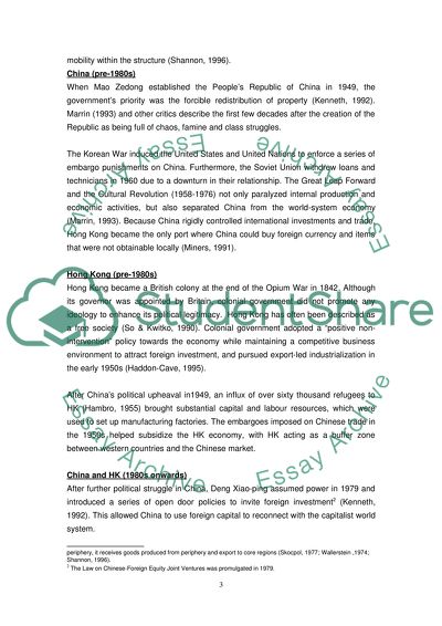 World-System of the Hierarchy of China and Hong Kong