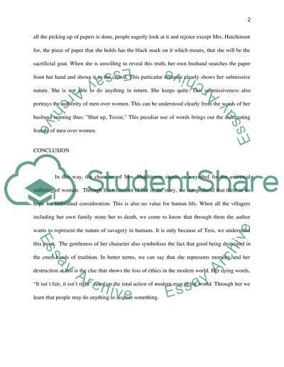 Character of Mrs. Hutchinson in the Lottery