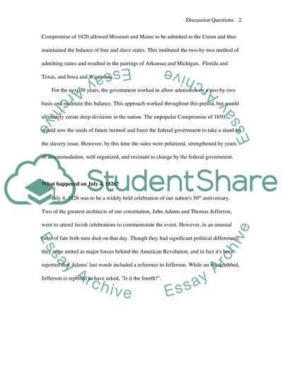 The American Revolution - Discussion Question Only