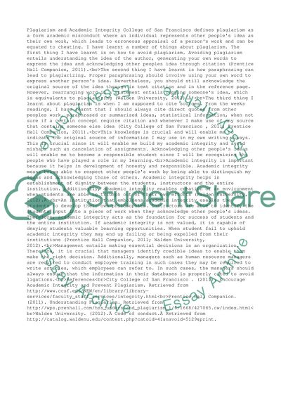 Plagiarism and Academic Integrity