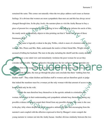 Trifles by Susan Glaspell vs Araby by James Joyce