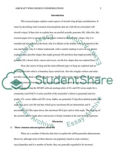 Aircraft Wing Design Considerations