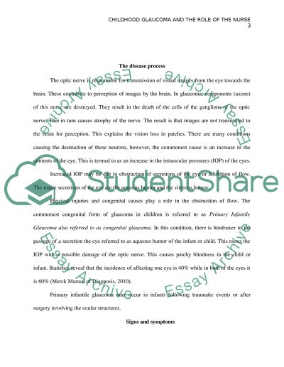 Childhood Glaucoma and the Nurses Role