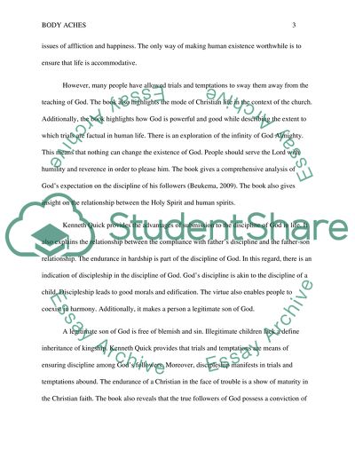 Critique Book (Body Aches, Kenneth Quick. St Charles: ChurchSmart, 2009)