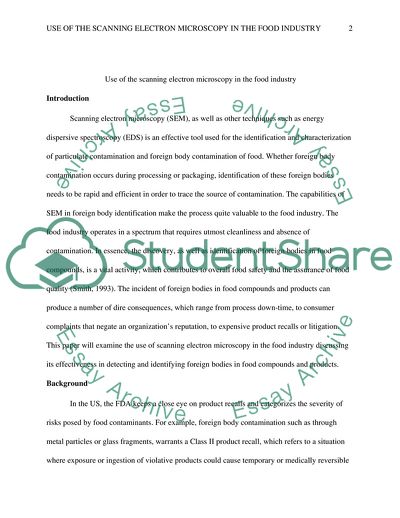 Use of the Scanning Electron Microscopy in the Food Industry