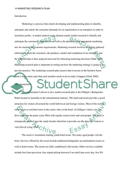 The Marketing Research Plan for Gilligans Backpacker Hotel