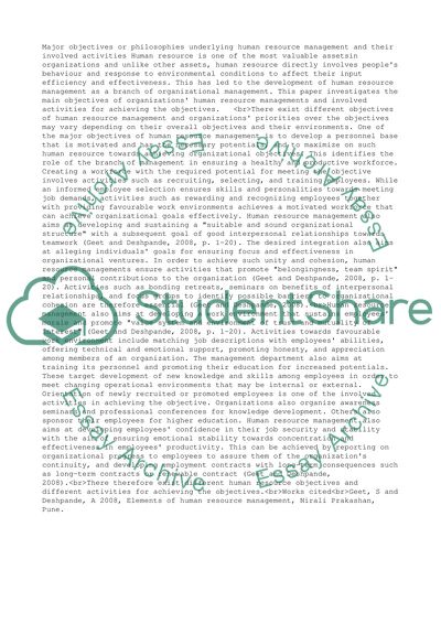 Major Objectives or Philosophies Underlying HRM and Their Involved Activities