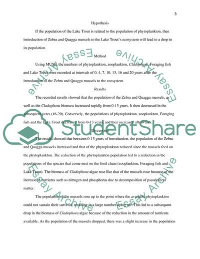 The Effects of Zebra and Quagga Mussels Introduced into a Freshwater Lake
